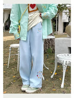 Beige Star Wide Leg Trousers