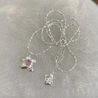 Pink Rhinestone Crystal Star Pendant Necklace
