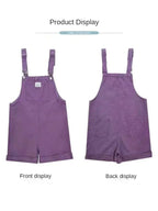 Purple Suspender Denim Overalls Shorts