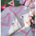 Cute Strawberry Peach Embroidery Knit Vest Sweater Sweatshirt Pullover Long Sleeve Shirt Casual E-Girl Kawaii Korean Japanese Harajuku Streetwear