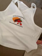 White Ribbed Strawberry Fruit Print Tank Top Crop Top Sleeveless Shirt Summer Aesthetic Casual E-Girl Kawaii Korean Japanese Harajuku