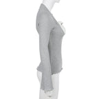 2PCS Milkmaid Patchwork Long Sleeve T-shirt