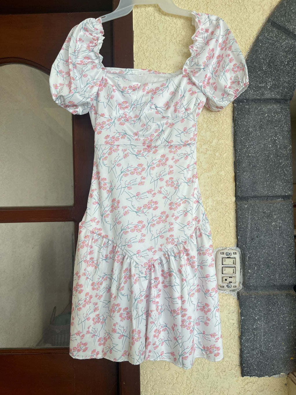 Floral Square Neck Puff Sleeve Dress