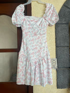 Floral Square Neck Puff Sleeve Dress