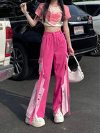 Pink Patchwork Baggy Cargo Pants