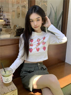Strawberry Print Long Sleeve T-shirt