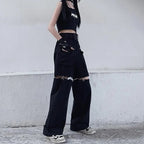 Black Cut Out Oversized Pocket Cargo Pants