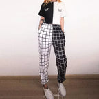 Cute Contrast Cargo Pant Loose Waist Plaid Checkered Trouser Jogger E-Girl Kawaii Korean Japanese Harajuku Chinese Retro Streetwear Aesthetic
