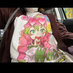Cute Anime Girl Cartoon Graphic Print Retro Vintage White Oversize T- Shirt Top Aesthetic Casual Summer E-Girl Kawaii Korean Japanese Harajuku