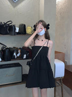 Black Ruffle Pleated Sundress