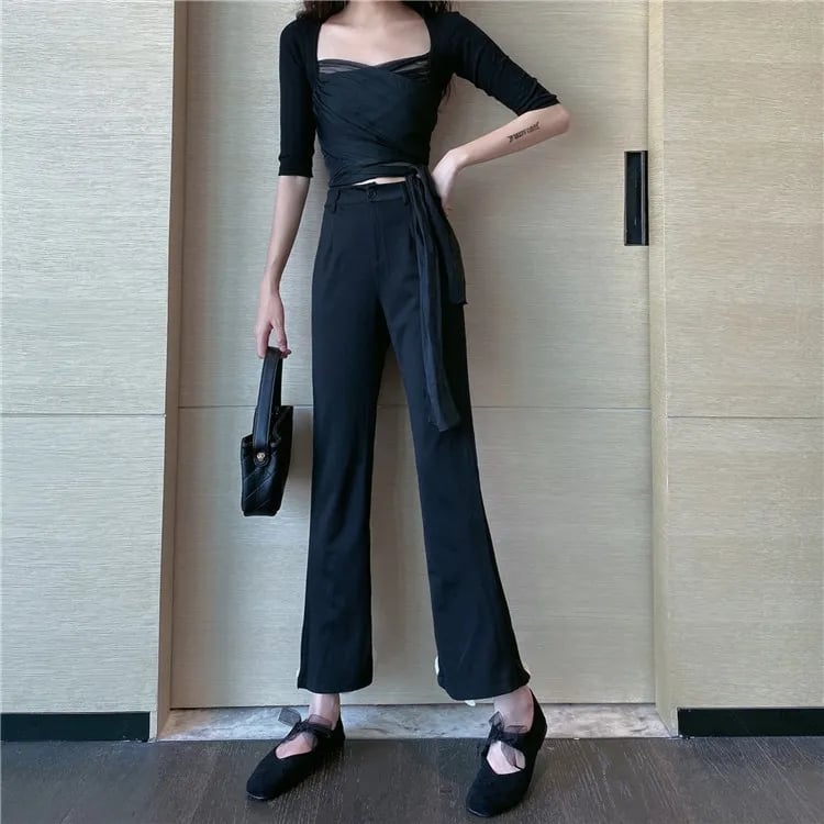 Bell Bottom Bow High Waist Flare Pants