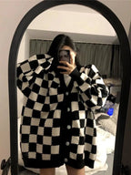 Black & White Plaid Oversized Sweater