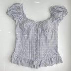 Plaid Milkmaid Ruffle Puff Sleeve Top