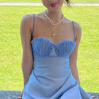 Blue Mermaid Bustier A-Line Dress