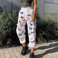 Cute Butterfly Rainbow Print Loose Baggy High Waisted Trousers Joggers Pants Sweats Bottom E-Girl Kawaii Korean Japanese Harajuku Retro Streetwear