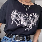 Cute 90s Angel Art Cartoon Print Short Sleeve T-shirt Vintage Punk Aesthetic Casual Summer E-Girl Kawaii Korean Japanese Haraju