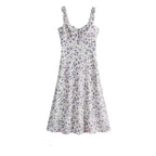 2PCS Purple Floral Spaghetti Strap Mini Dress + Cardigan
