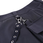 Cute Sexy Punk Goth Black High Waist Mini Skirt Patchwork Bandage Bottom E-Girl Kawaii Korean Japanese Harajuku Chinese Retro Streetwear Aesthetic