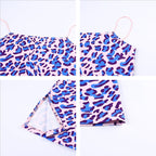 Cute Purple Leopard Spaghetti Strap Backless Mini Dress Party E-Girl Kawaii Korean Japanese Harajuku Chinese Retro Streetwear Aesthetic