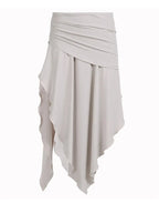 Drawstring Split Low Rise Maxi Skirt
