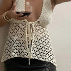 Crochet Front Tie Up Backless Vest