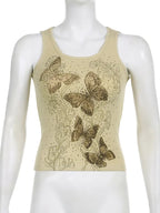 Butterfly Rhinestone Print Tank Top