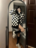 Black & White Plaid Oversized Sweater