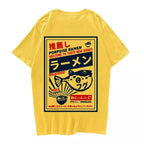 Puffer Fish Ramen Sushi Graphic Cartoon Print Loose Oversized Short Sleeve T-shirt Top Summer Causal E-Girl Kawaii Korean Japanese Harajuku Streetwear