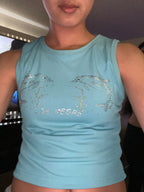 Blue Dolphin Rhinestone Tank Top