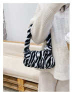 Cow Cheetah Print Plush Shoulder Bag