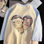 Cat Patchwork Print Short Sleeve T-shirt