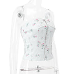 White Floral Zipper Tube Top