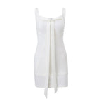 White French Elegant Bow Mini Dress