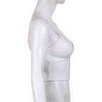 White Lace Pink Trim Flower Corset