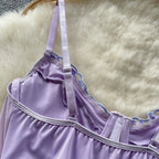 Purple Flower Embroidery Corset Top