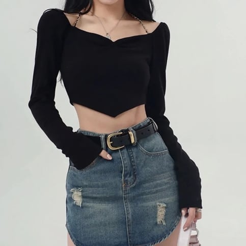 Black Chain Long Sleeve Shirt