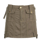 Brown Cargo Pocket Mini Skirt