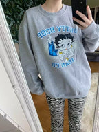 Cute 80s 90s Vintage Cartoon Girl Print Long Sleeve Shirt Hoodie Pullover Sweatshirt Sweater Casual E-Girl Kawaii Korean Japanese Harajuku Streetwear