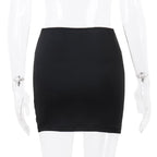 Black Bow Lace Trim High Waist Mini Skirt