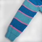 Blue Patchwork Turtleneck Sweater