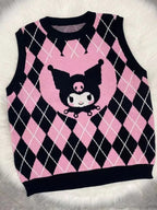 Anime Argyle Print Sweater Vest