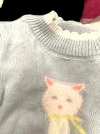 Kitten Print Cropped Sweater