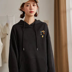 Cute Cat Cartoon Pocket Print Loose Fleece Hoodie Crewneck Pullover Sweatshirt Aesthetic Casual E-Girl Kawaii Korean Japanese Harajuku