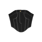2PCS Black Denim Corset + Straight Flare Jeans