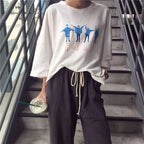 Cute People Kpop Letter Print Graphic Casual Oversized Short Sleeve Tee Shirt T-shirt Top E-Girl Kawaii Korean Japanese Harajuku Streetwear