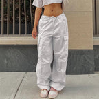 Pink Drawstring Low Waist Trousers