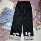 Sweet Bow Lacee Wide Leg High Waist Corduroy Trousers