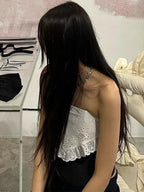 Black & Lace Patchwork Tube Top