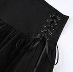 Cute 90s Lace Up Ruffles High Waist Mini Skirt Goth Punk Summer Aesthetic Casual E-Girl Kawaii Korean Japanese Harajuku