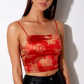 Cute Sexy Red Dragon Backless Bandage Spaghetti Strap Crop Top Sleeveless Shirt Summer Aesthetic Casual E-Girl Kawaii Korean Japanese Harajuku